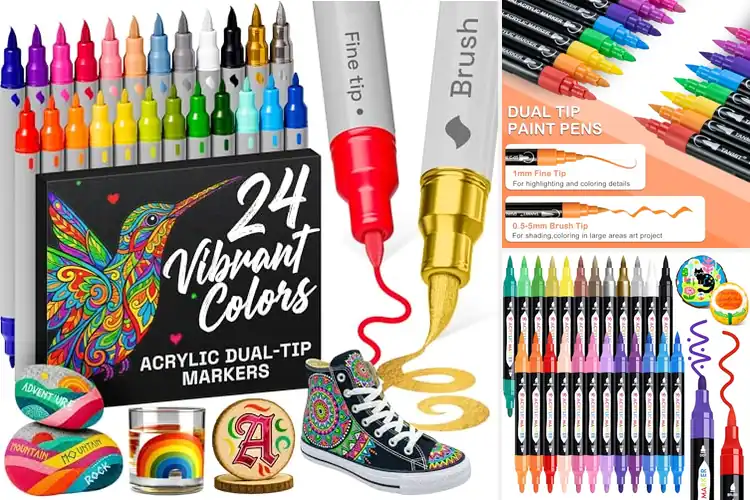 Detailed view of Best 24 Pack Acrylic Markers For Arts And Crafts