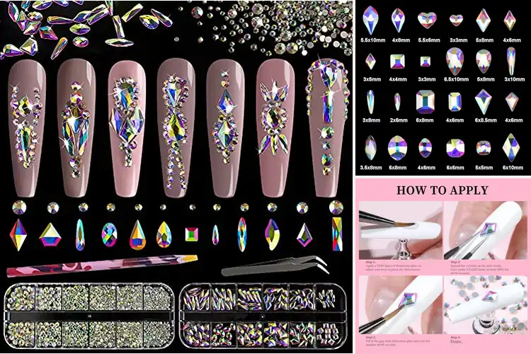 Detailed view of Best Crystal AB Rhinestones for Nail Arts