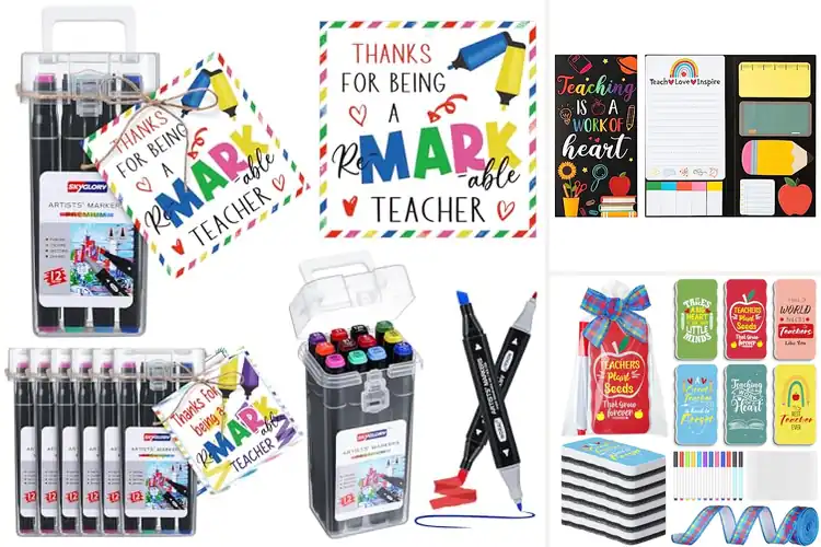 Detailed view of Best Teacher Appreciation Gift Markers Set