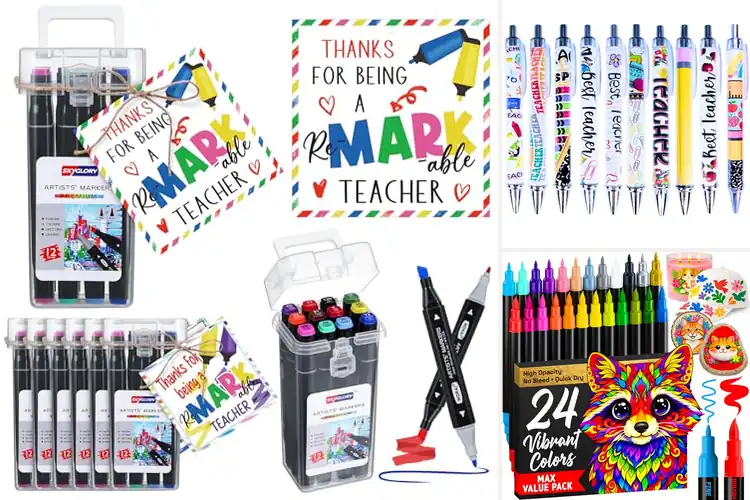 Detailed view of Best Teacher Gift Markers: Vibrant Colors, Inspirational Joy